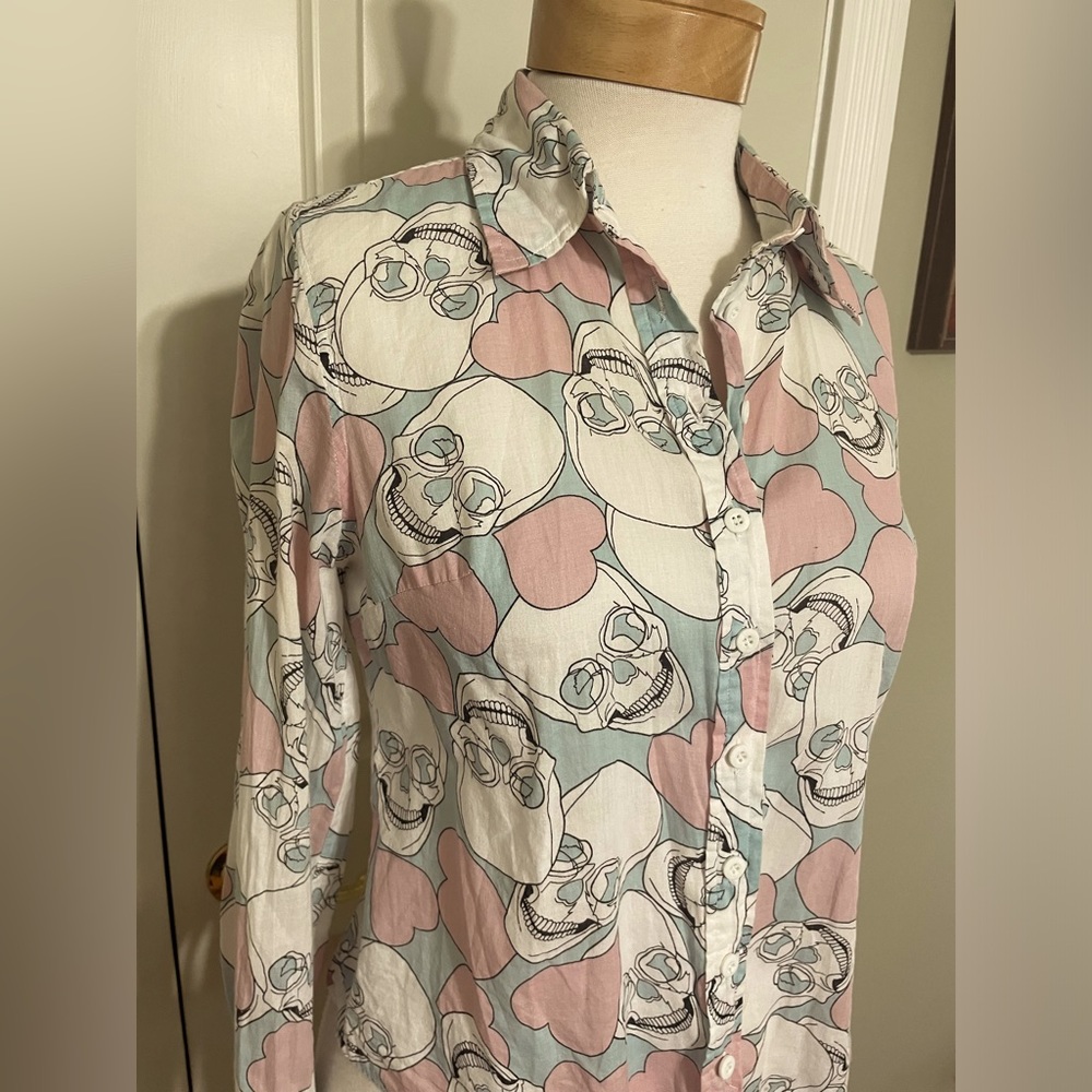 Luella Bartley Luella forTarget Skulls and Hearts Printed Shirt size Medium